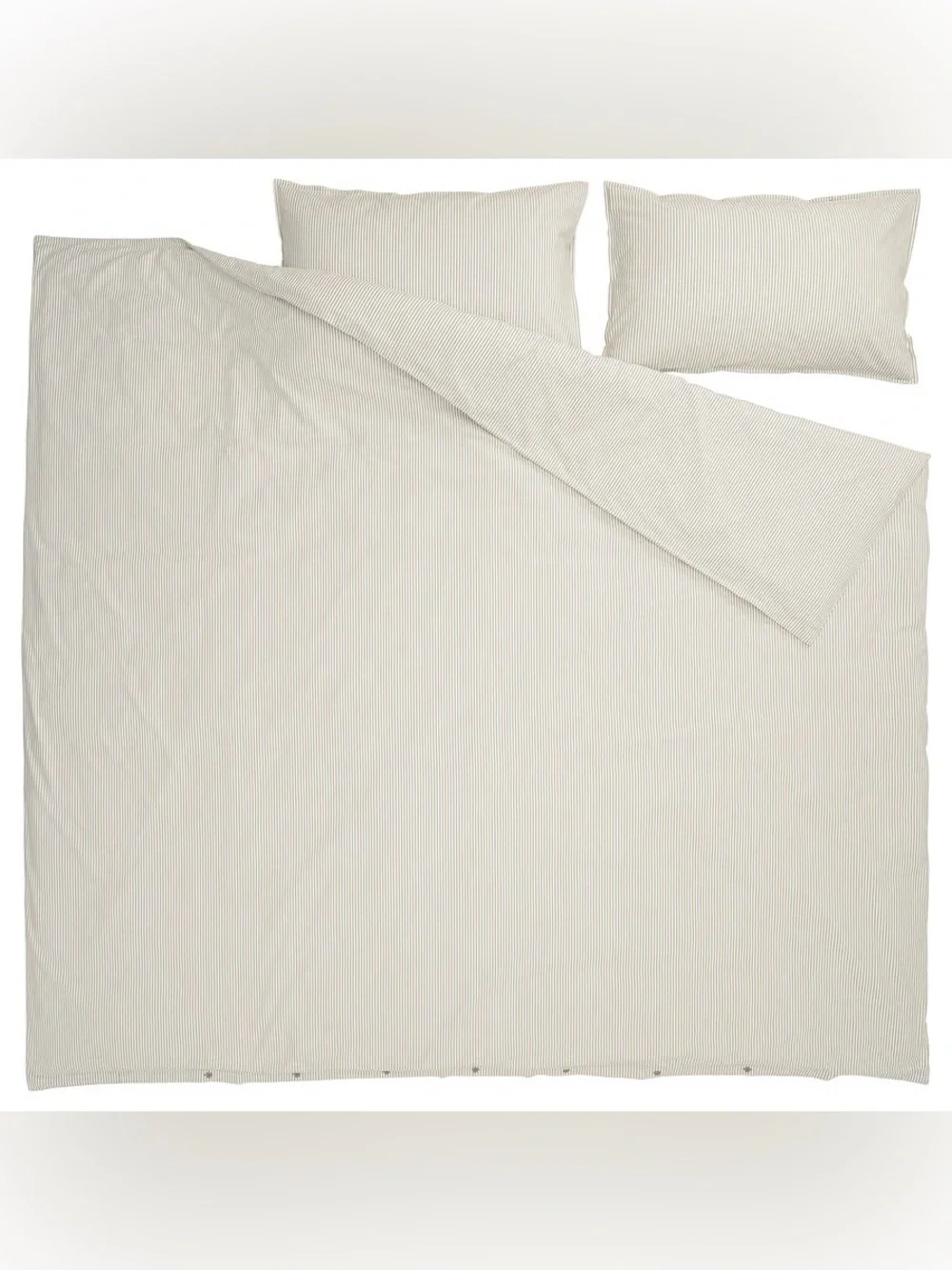 Striped Cotton Bedding Set in Beige